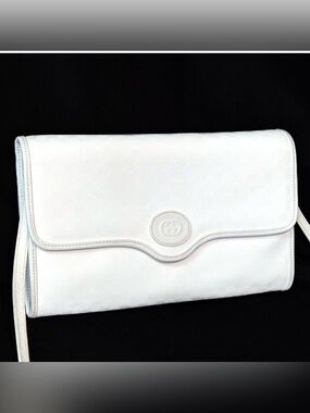 Vintage Gucci White Micro GG Convertible Shoulder Bag Clutch Italy